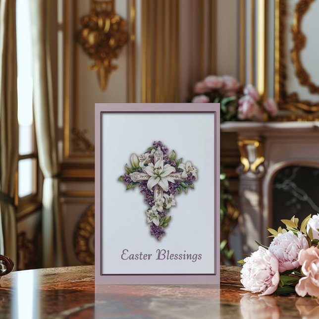 Carte Easter Lily Cross Easter Blessing (Créateur téléchargé)