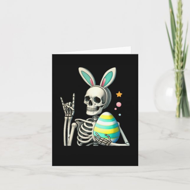 Carte Easter Skeleton Bunny Rock Main Rocker Garçons Enf (Devant)