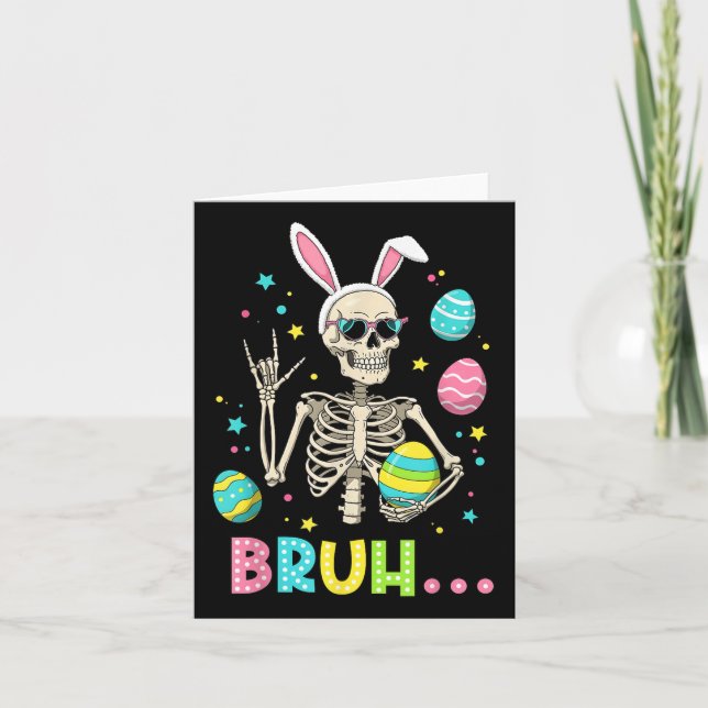 Carte Easter Skeleton Bunny Rock Main Rocker Hommes Ados (Devant)