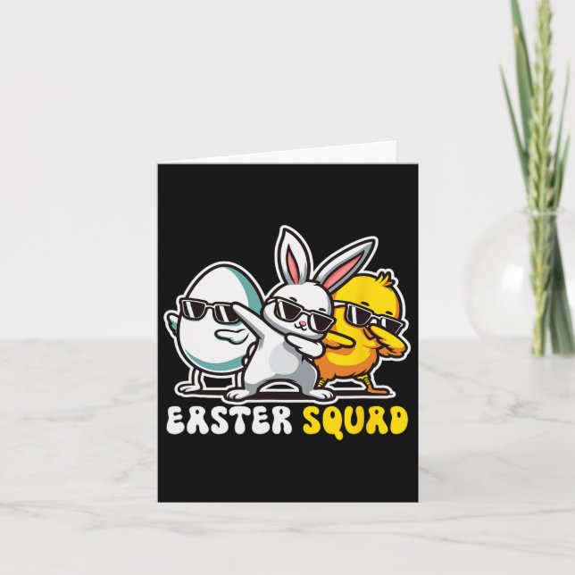 Carte Easter Squad Dabbing Bunny Chick Egg Chasse Match (Devant)