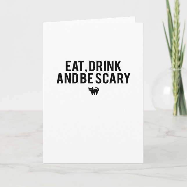 Carte Eat Drink And Be Scary Halloween Fan Text Art Crea (Devant)