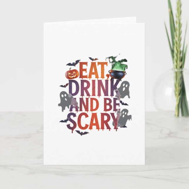 Carte Eat Drink And Be Scary Halloween Party Spooky Desi (Devant)