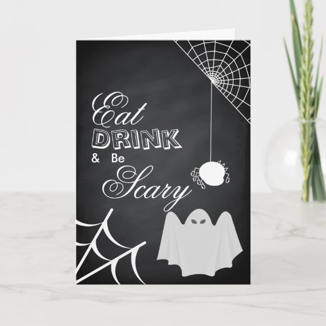 Carte Eat Drink & be Effrayant Halloween Spider Web Card (Devant)