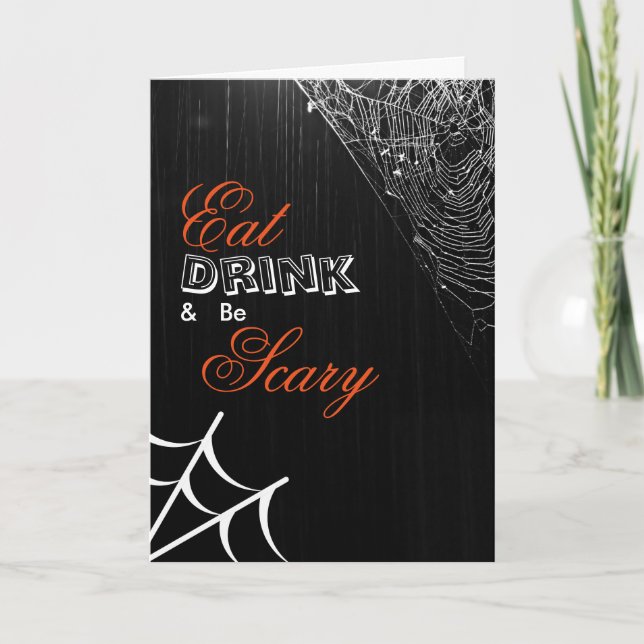 Carte Eat Drink & be Effrayant Halloween Spider Web Card (Devant)