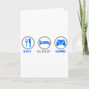 Carte Eat Sleep Game Again - Gamer, jeux vidéo geeks