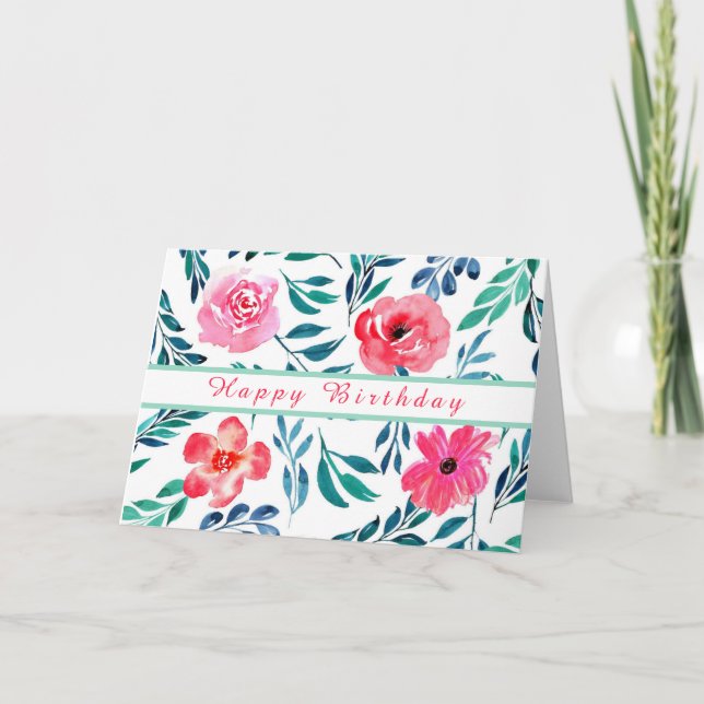 CARTE EAU FLEUVE COLORÉE ART JOYEUX ANNIVERSAIRE (Devant)