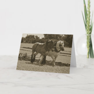 Carte Ébauche de chevaux labourant anniversaire