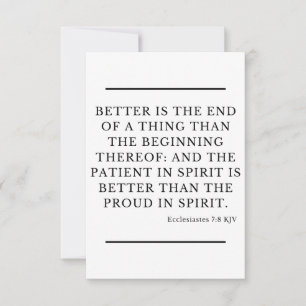 Carte Ecclesiastes 7:8 KJV Bible Verse Flat Salutation