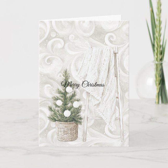 Carte Échelle d'arbre de Noël à tourbillons de crème ave (Devant)