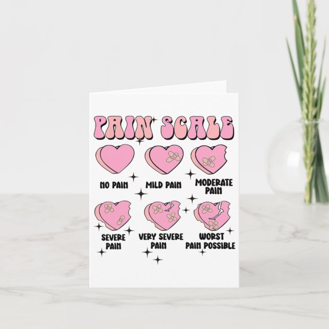 Carte Échelle de douleur de la Saint-Valentin pour infir (Devant)