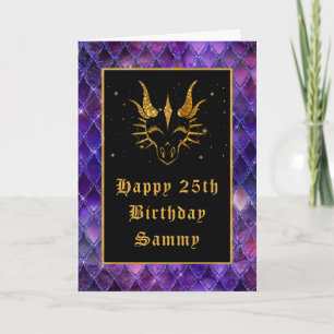 Carte Échelles de dragon violet faux paillettes joyeux a
