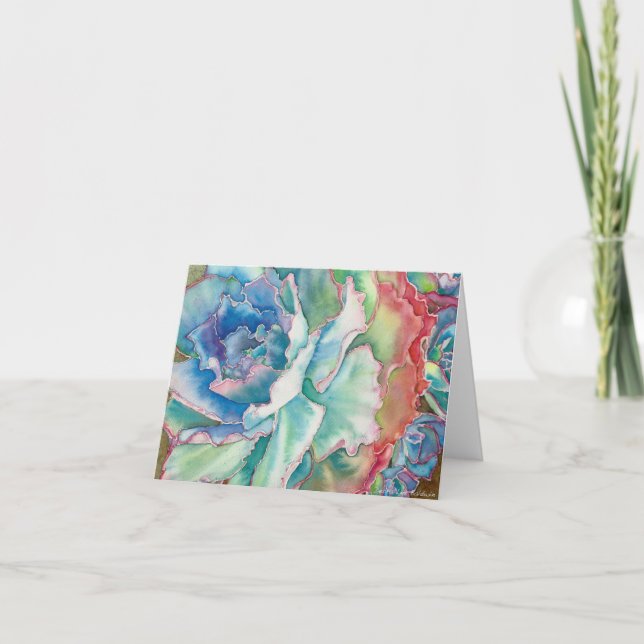 Carte Echeveria Watercolor by DLB Card (Devant)