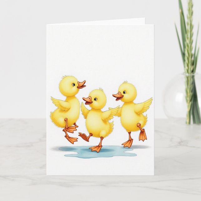 Carte Éclaboussure Trois Petits Poulets Mignons (Devant)