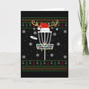 Carte Éclairage de Noël moche Santa Disc Golf Ugly Xmas