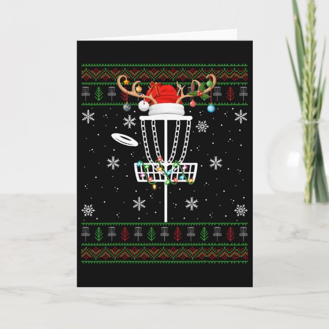 Carte Éclairage de Noël moche Santa Disc Golf Ugly Xmas  (Devant)