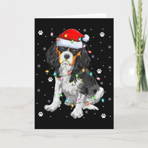 Carte Éclairage de Noël Santa Cavalier King Charles Span