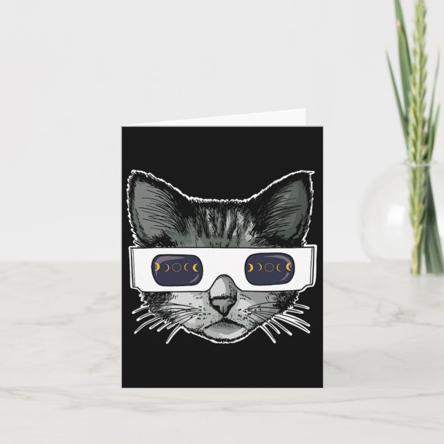 Carte Éclipse solaire Chat portant des lunettes Éclipse  (Devant)