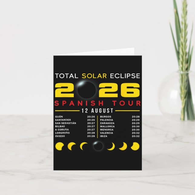Carte Éclipse solaire totale de 2026 en Espagne (Devant)