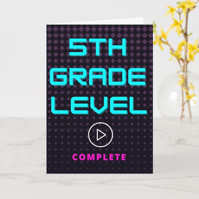 Carte École de 5e année Gamer Girl Greeting (Fleur jaune)