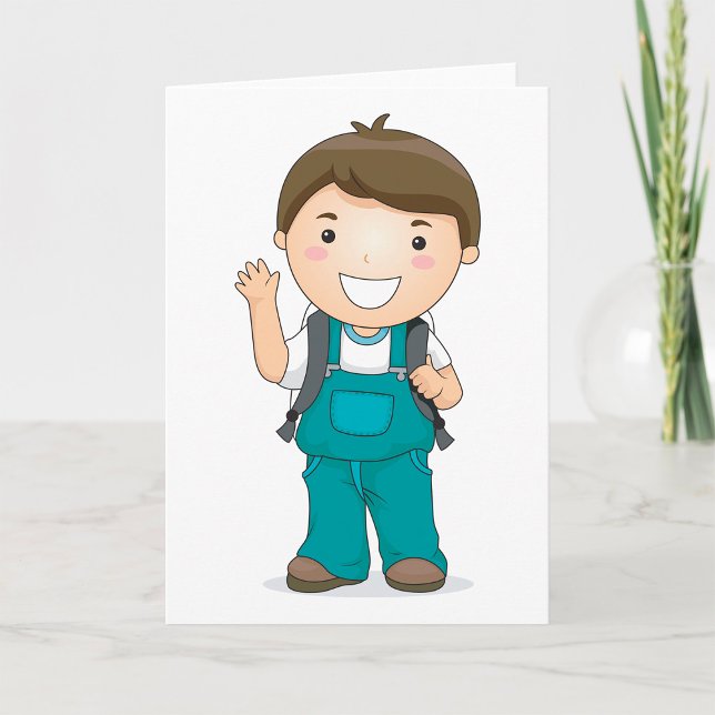 Carte Écolier souriant avec cartable (Créateur téléchargé)
