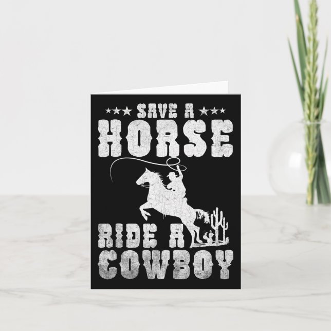Carte Économisez Une Promenade À Cheval Un Cowboy Drôle  (Devant)