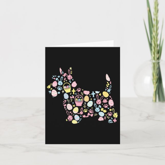 Carte Écossais Lapin de Terrier OEuf de Pâques Fête de P (Devant)