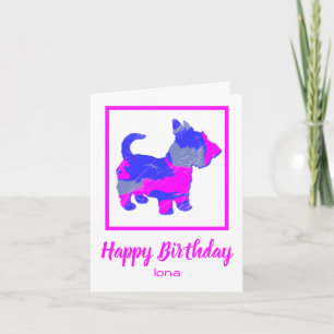 Carte Écossais Terrier Chien Sillhouette Amusant Anniver