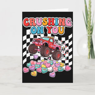 Carte Écrase Sur Toi Monster Truck Saint-Valentin Retro 