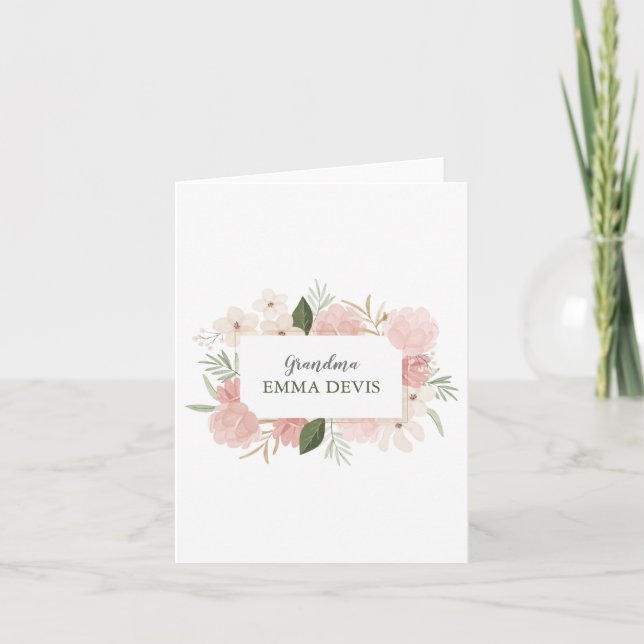 Carte Écriture florale aquarelle moderne élégante grand- (Devant)
