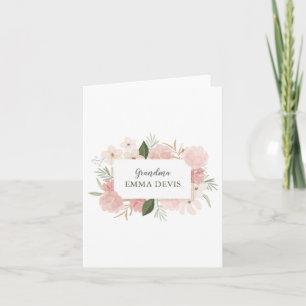 Carte Écriture florale aquarelle moderne élégante grand-