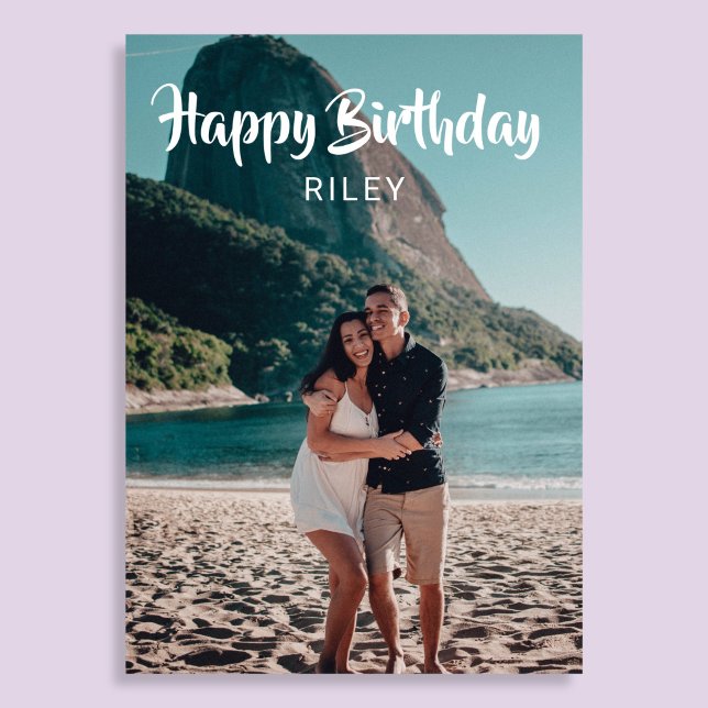 Carte Écriture manuscrite Joyeux Anniversaire Photo (Créateur téléchargé)