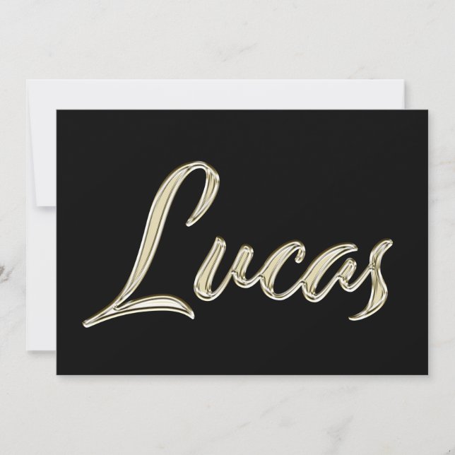 Carte écriture manuscrite Lucas en or blanc (Devant)