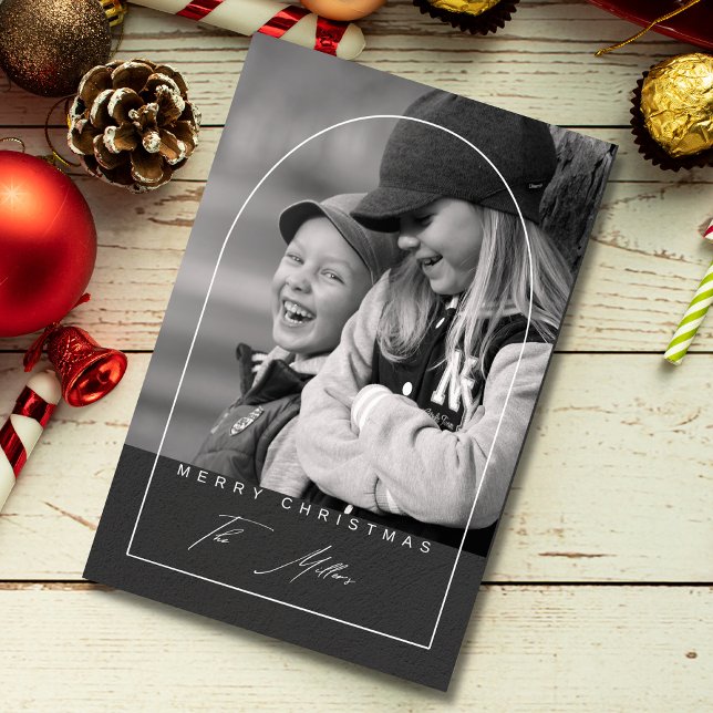 Carte Écriture Moderne Joyeux Noël Arche Photo Fêtes (Créateur téléchargé)