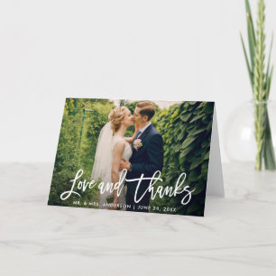 Carte Écriture Pinceau Mariage Photo Amour Merci Moderne