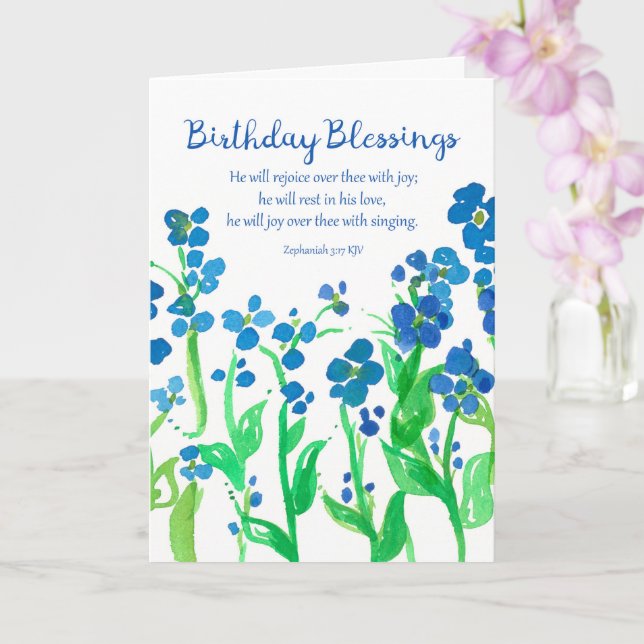 Carte Ecriture religieuse d'anniversaire Zephaniah 3:17  (Orchidée)