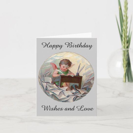 Carte Ecriture Vintage D Enfant D Ange D Anniversaire Au Zazzle Fr