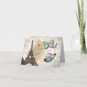 Carte écritures postmark papillon Paris Effiel Tower