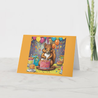 Carte Écureuil bébé fantaisiste joyeux anniversaire