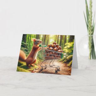 Carte Écureuil d'anniversaire avec des Acorns dans un pa