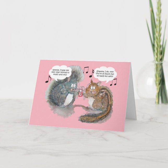 Carte Écureuil d'aquarelle et Chipmunk personnalisés (Devant)