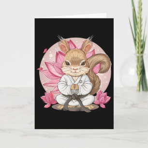 Carte Écureuil de karaté mignon fleur de lotus Kung Fu M