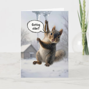 Carte Écureuil d'humour d'anniversaire sur un glaçon