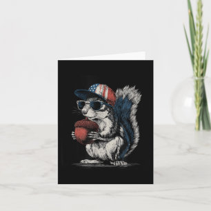 Carte Écureuil gland avec casquette patriotique et costu