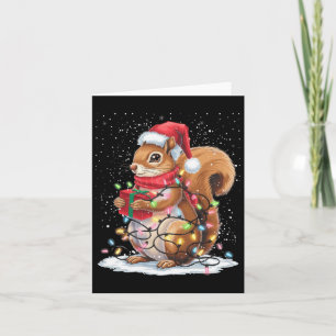 Carte Écureuil lumières de Noël Décor Écureuil drôle Xma