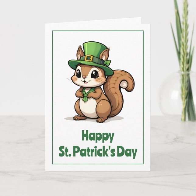 Carte Écureuil mignon de la Saint-Patrick avec chapeau v (Devant)