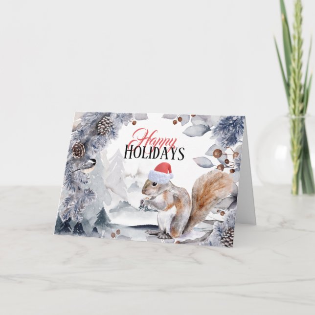 Carte Écureuil portant le chapeau de Santa Chapeau paysa (Devant)