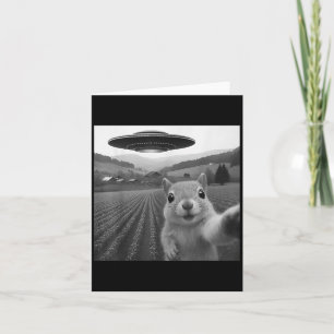 Carte Écureuil selfie avec alien ufo drôle pour hommes f