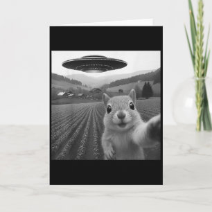 Carte Écureuil selfie avec un OVNI alien cadeaux drôles