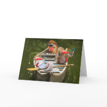 Écureuils Amusants En Canoë S'Amusant À Camp Card