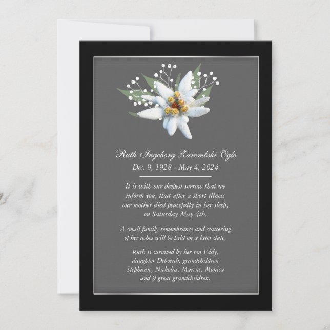 Carte Edelwiess 2 européenne style Faire-part de l (Devant)